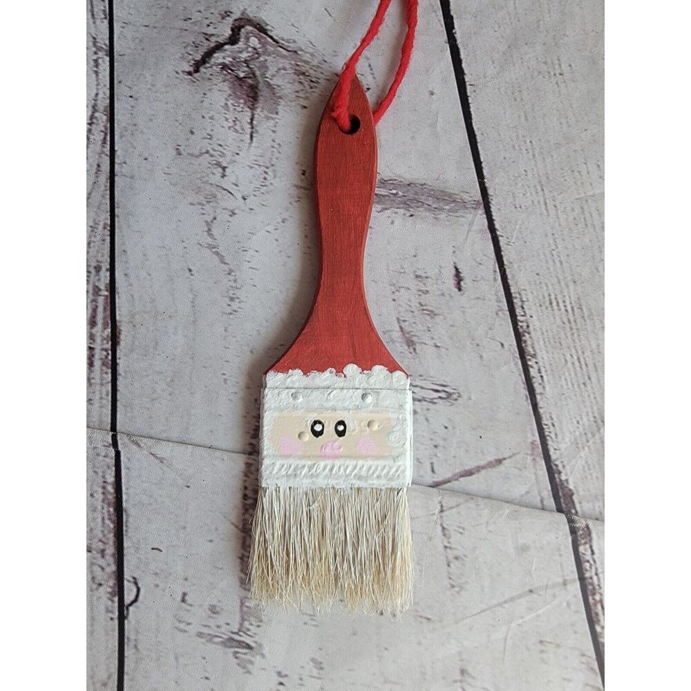 Santa Paintbrush Hand Painted Hanging Christmas Ornament Real Bristles New #2
